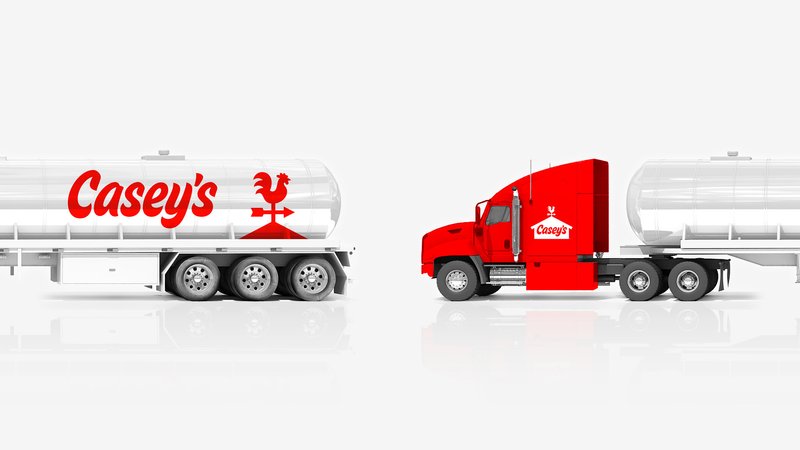 3-D rendered truck with the Casey's logo