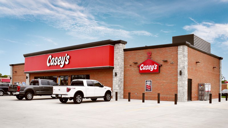 Exterior of a Casey's location featuring the logo