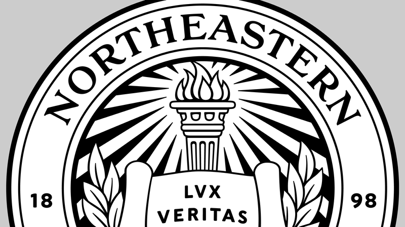 A close-up of the new Northeastern University seal.