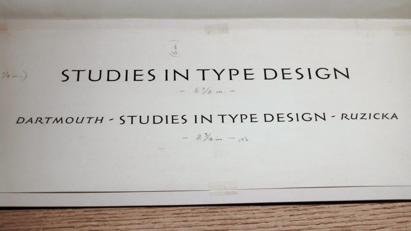 Hand-painted lettering of the title "Studies in Type Design"