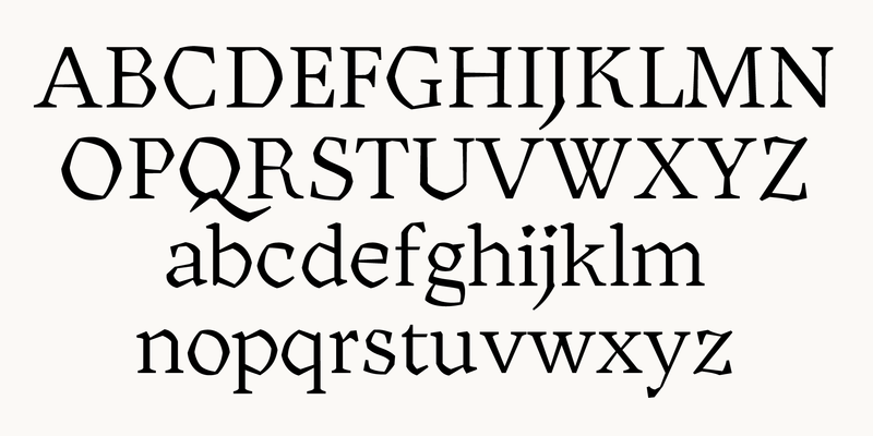 Alphabet set in the 2001 version of the typeface Cedar.