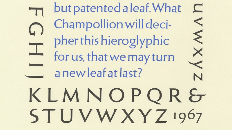 A cropped image of a page showing an alphabet painted by Rudolph Ruzicka