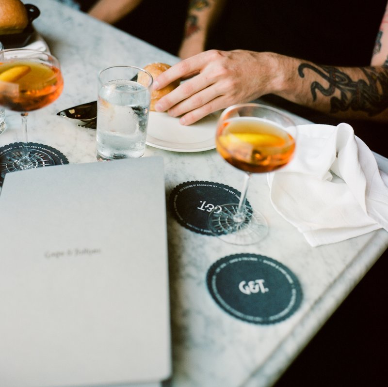 A table with coasters