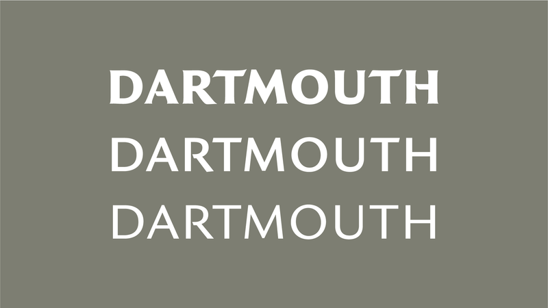 The word "DARTMOUTH" in three different lettering styles