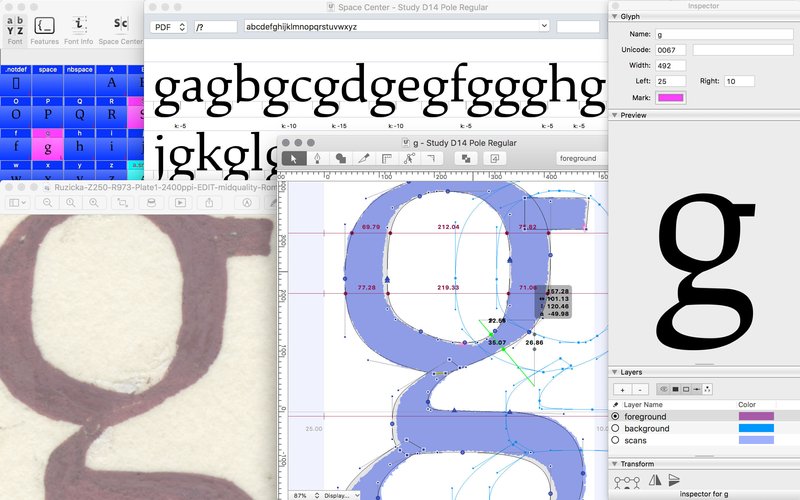 A screenshot of Robofont with the files for Study open