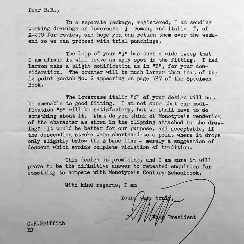 A typewritten letter, signed C.H. Griffith