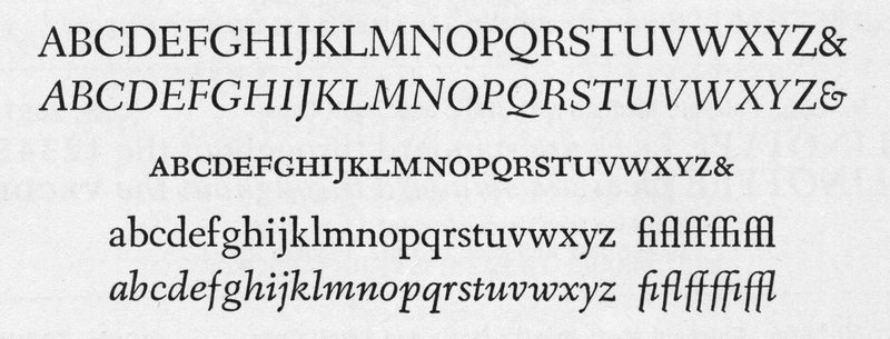 A limited character set showing of the typeface Fairfield