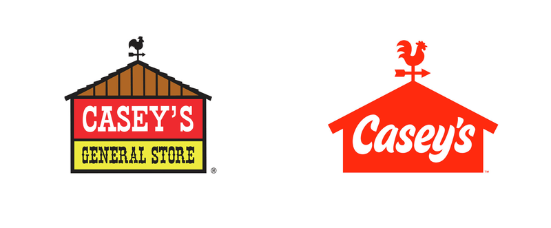 The old and new Casey's logos, side by side