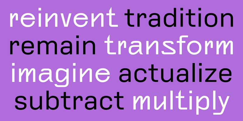 Sample text in the typeface Polymode