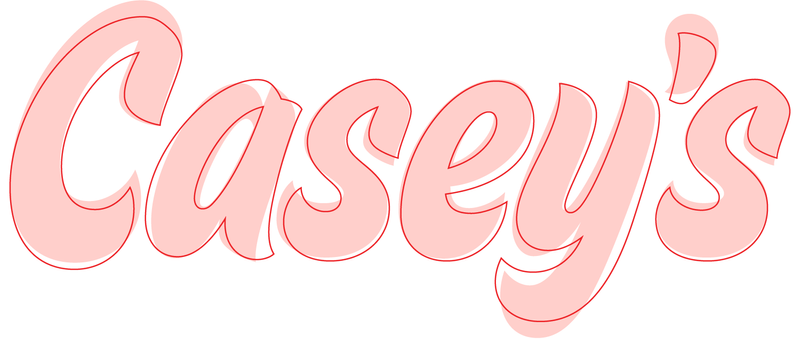 Two versions of the word "Casey's" overlaid
