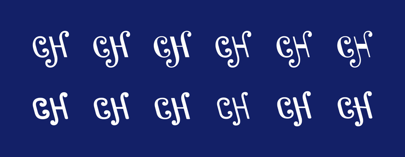 A grid of different ideas for CH monograms