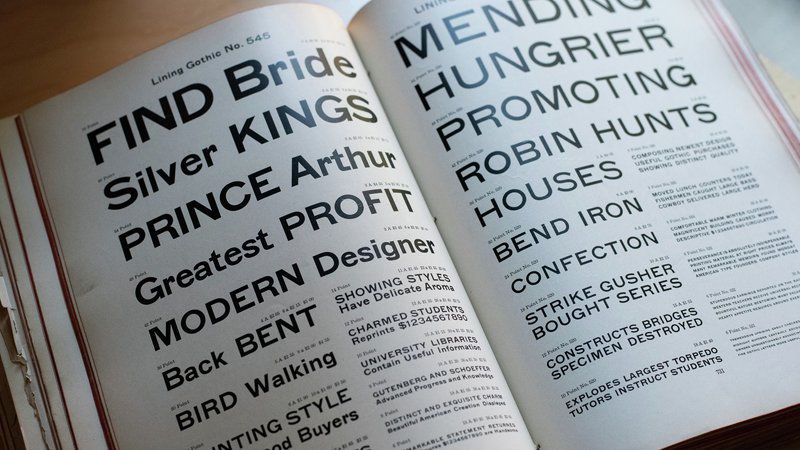 Sample text in Lining Gothic No. 545 in a specimen book