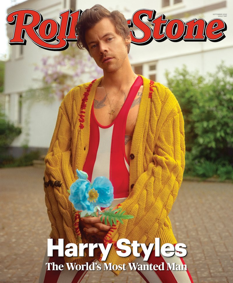 The cover of Rolling Stone magazine. The new logo is partially obscured by Harry Styles's head. Title at the bottom reads, "Harry Styles; The World's Most Wanted Man."