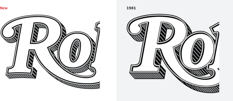 Tight crops of two logotypes are side by side. On the left, the new Rolling Stone logotype, on the right, the 1981 version.